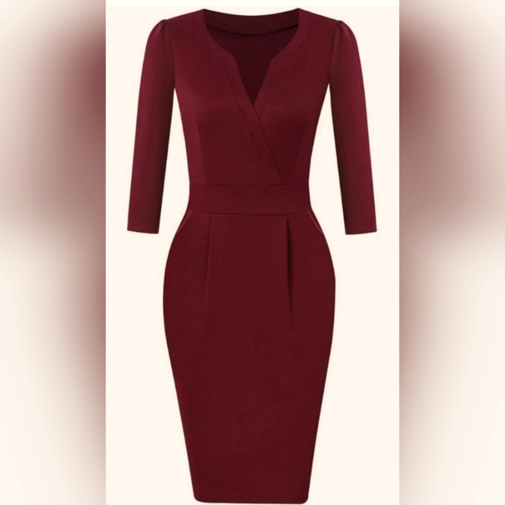 HiQueen ~ Women's V-Neck Pencil Dress